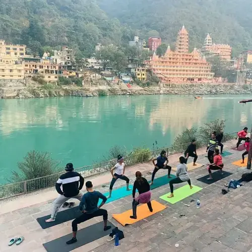 yoga in Rishikesh India near river ganga