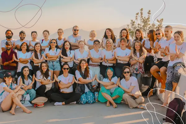 Students after completing 200 Hour Yoga Teacher Training in Rishikesh celebrating their foundational level certification