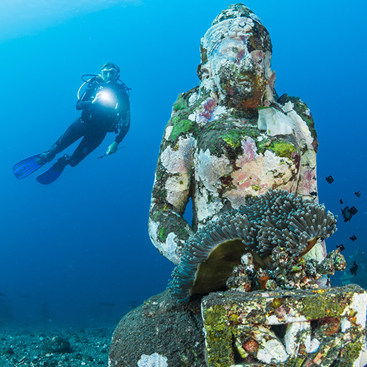 under water statue