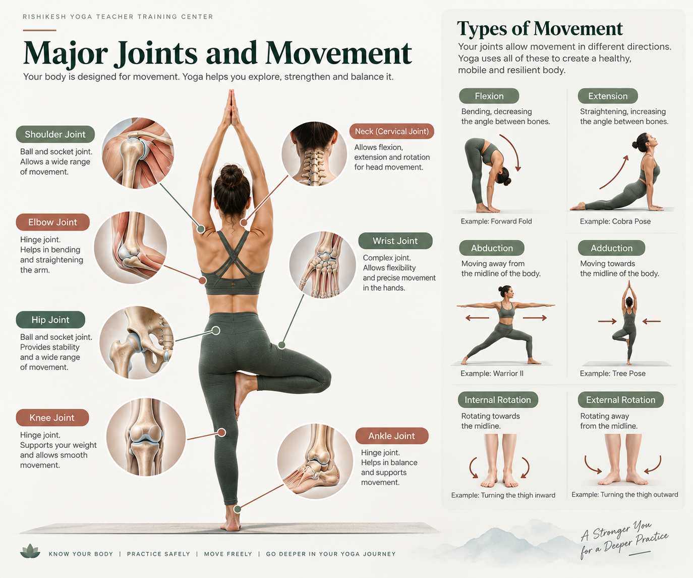 Major joints and movement in yoga