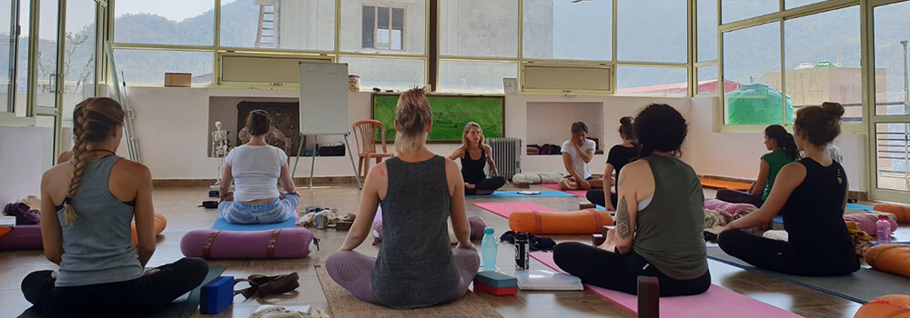 Meditation practice at Rishikesh Yoga Teacher Training Center