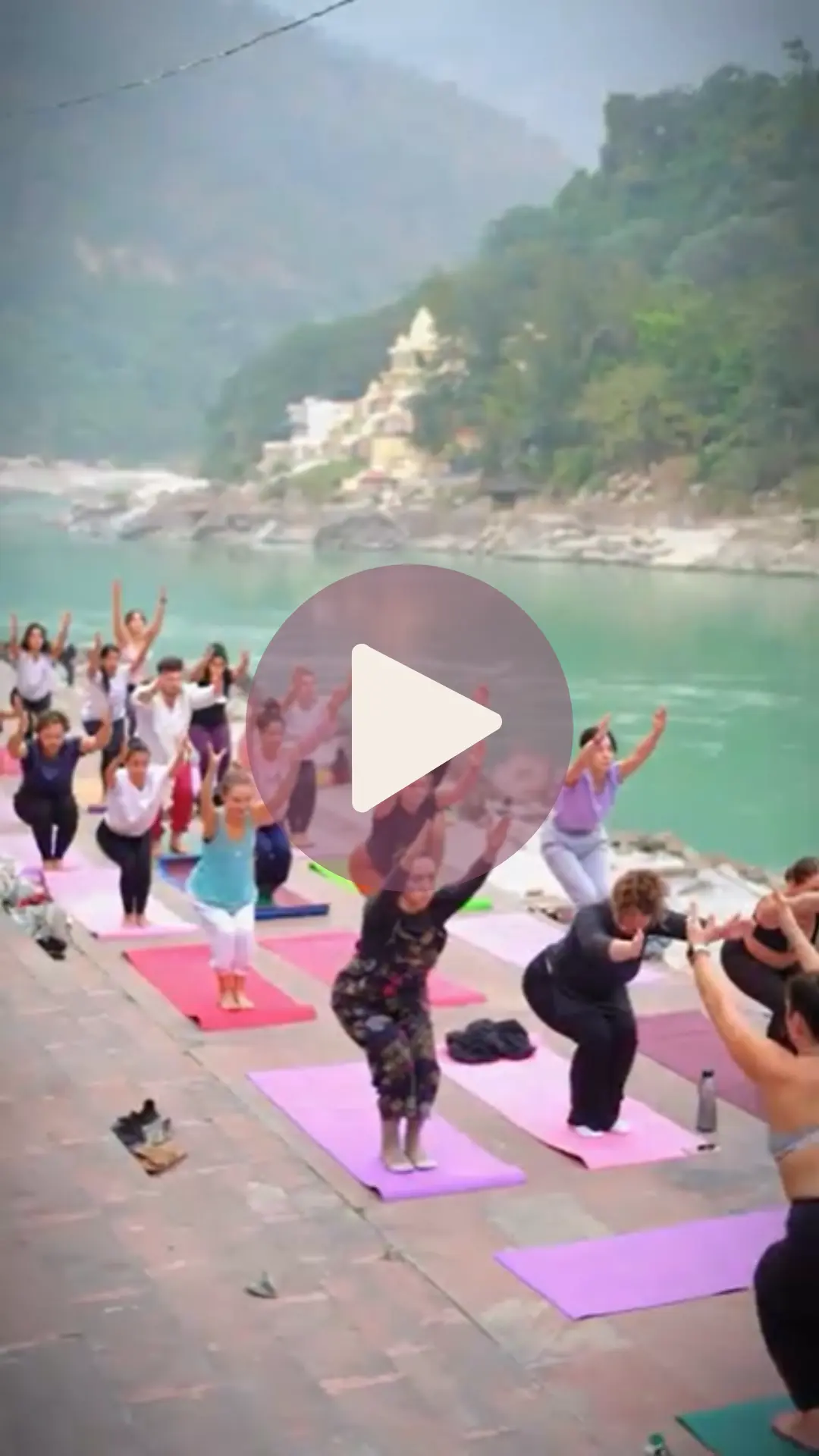 Class at Ganga Ghat with RishikeshYTTC
